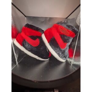 Air Jordan 1 Red Black Plush Sneaker Slippers High Top Basketball Inspired 36-44